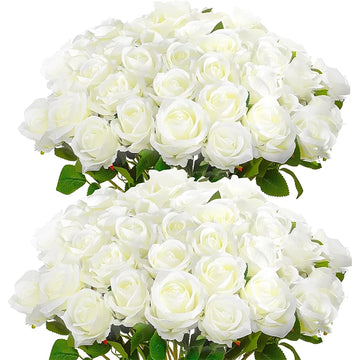 50 Pcs Velvet Rose Artificial Rose Flowers Real Touch Fake Roses Florals for Valentine's DIY Wedding Bouquet Party Home Decor